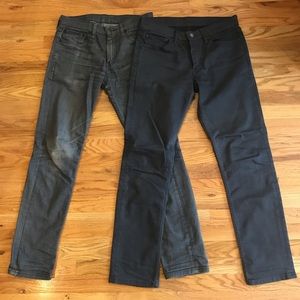 TWO Levi pairs of jeans! One distressed, one solid